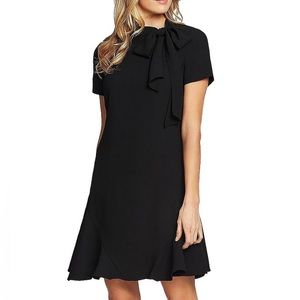 NWT CeCe Bow-Neck A-Line Dress in Black Size 10